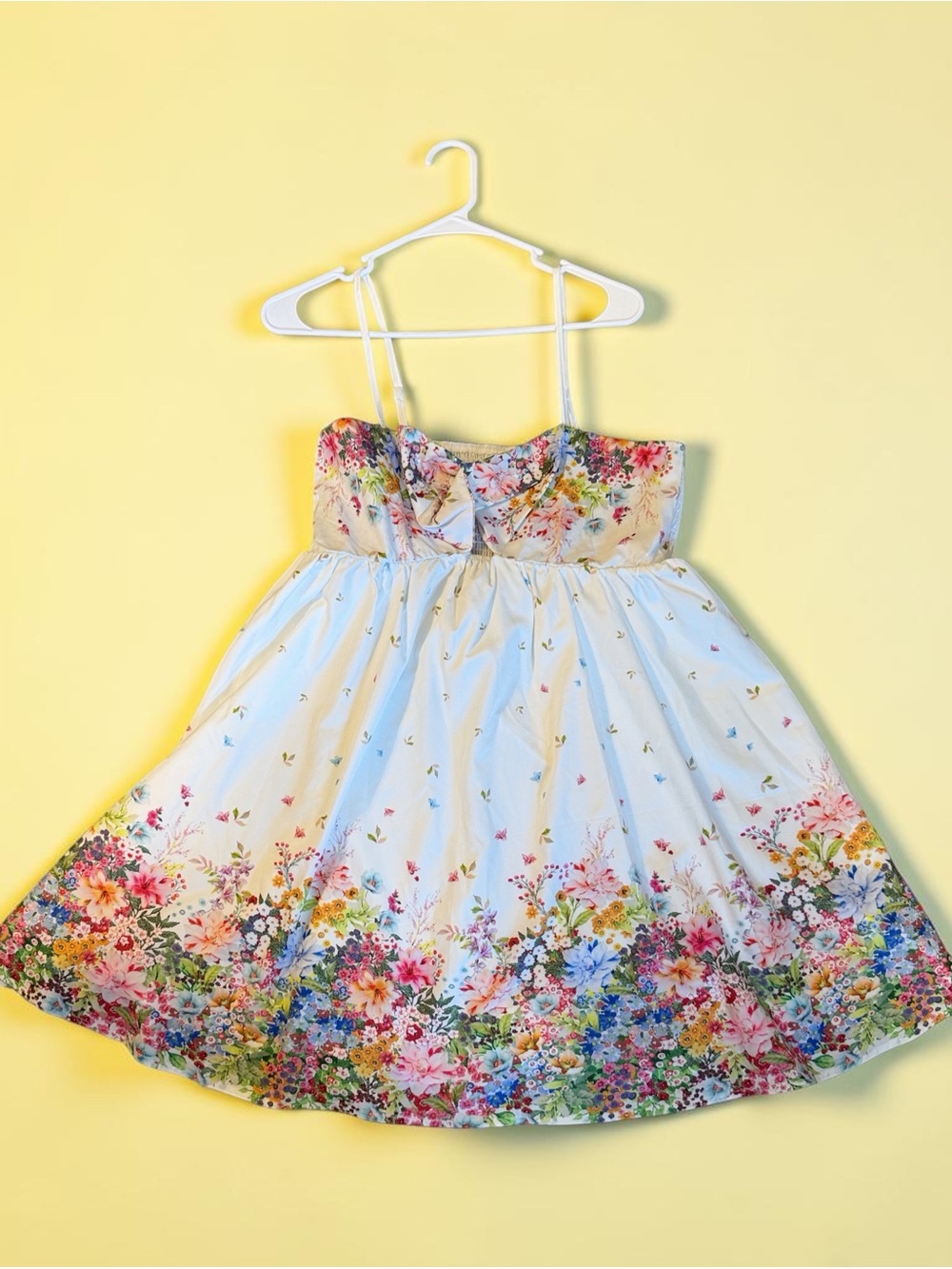 SHEIN White Sundress with Multicolor Floral Border